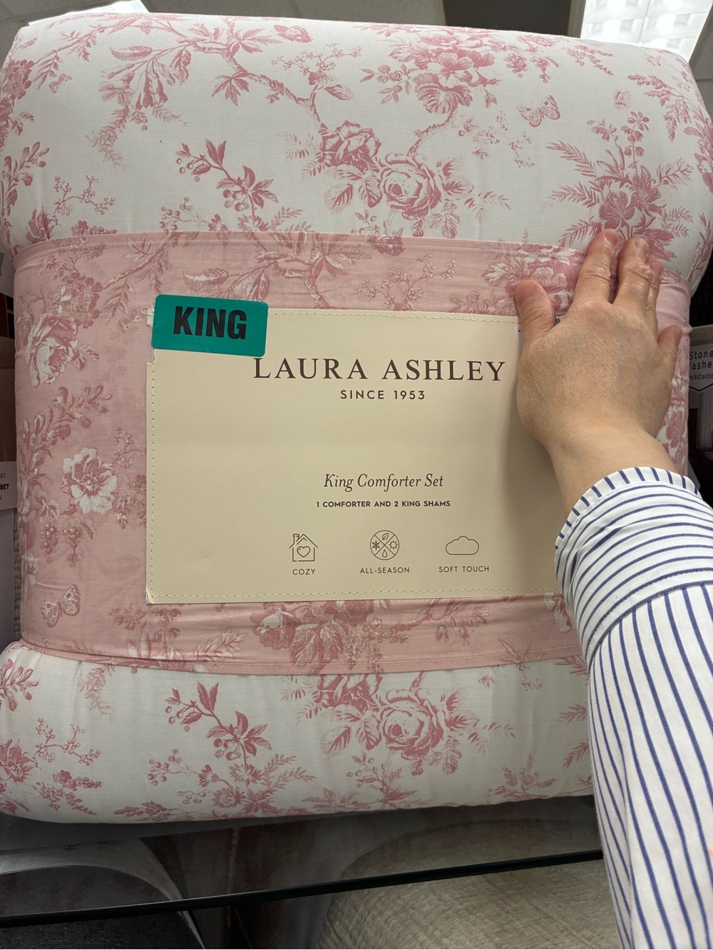Laura Ashley Pink Floral King Comforter Set